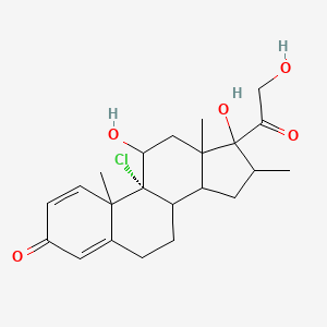 molecular formula C22H29ClO5 B1255492 (9R)-9-chloro-11,17-dihydroxy-17-(2-hydroxy-1-oxoethyl)-10,13,16-trimethyl-6,7,8,11,12,14,15,16-octahydrocyclopenta[a]phenanthren-3-one 