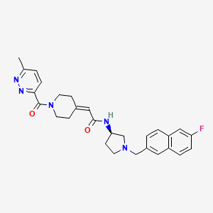 molecular formula C28H30FN5O2 B1255495 N-[(3R)-1-[(6-fluoronaphthalen-2-yl)methyl]pyrrolidin-3-yl]-2-[1-(6-methylpyridazine-3-carbonyl)piperidin-4-ylidene]acetamide 