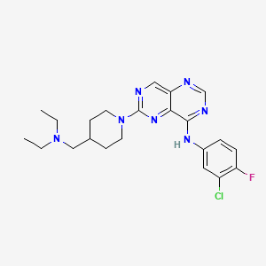 molecular formula C22H27ClFN7 B1255503 N-(3-chloro-4-fluorophenyl)-6-[4-(diethylaminomethyl)-1-piperidinyl]-4-pyrimido[5,4-d]pyrimidinamine 