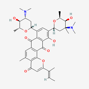 molecular formula C39H48N2O9 B1255513 2-[(E)-but-2-en-2-yl]-10-[(2R,4S,5S,6S)-4-(dimethylamino)-5-hydroxy-4,6-dimethyloxan-2-yl]-8-[(2R,4R,5S,6R)-4-(dimethylamino)-5-hydroxy-6-methyloxan-2-yl]-11-hydroxy-5-methylnaphtho[2,3-h]chromene-4,7,12-trione 