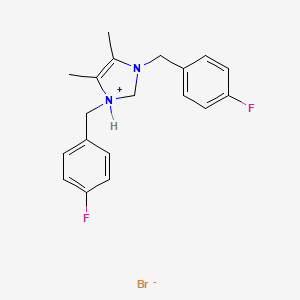 molecular formula C19H21BrF2N2 B12555273 1,3-Bis[(4-fluorophenyl)methyl]-4,5-dimethyl-2,3-dihydro-1H-imidazol-1-ium bromide CAS No. 192881-81-5