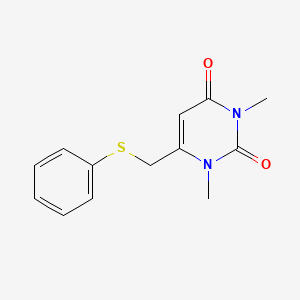 molecular formula C13H14N2O2S B12555286 1,3-Dimethyl-6-[(phenylsulfanyl)methyl]pyrimidine-2,4(1H,3H)-dione CAS No. 142409-79-8