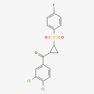 molecular formula C16H11Cl2FO3S B12555310 (3,4-Dichlorophenyl)[2-(4-fluorobenzene-1-sulfonyl)cyclopropyl]methanone CAS No. 185566-13-6