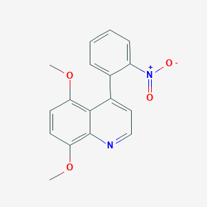 molecular formula C17H14N2O4 B12555393 Quinoline, 5,8-dimethoxy-4-(2-nitrophenyl)- CAS No. 150127-37-0