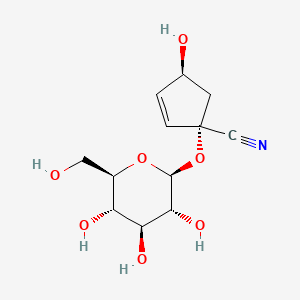 molecular formula C12H17NO7 B1255575 (1S-trans)-1-(beta-D-Glucopyranosyloxy)-4-hydroxy-2-cyclopentene-1-carbonitrile CAS No. 34323-07-4