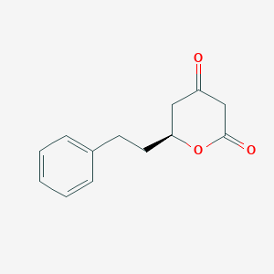 molecular formula C13H14O3 B12555795 2H-Pyran-2,4(3H)-dione, dihydro-6-(2-phenylethyl)-, (S)- CAS No. 182950-96-5