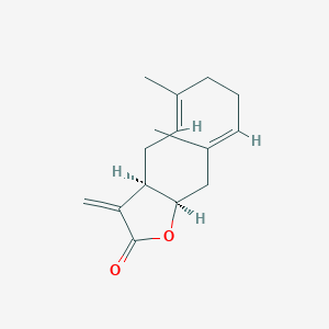 molecular formula C15H20O2 B1255588 (3aR,5E,9E,11aR)-6,10-dimethyl-3-methylene-3a,4,7,8,11,11a-hexahydrocyclodeca[b]furan-2(3H)-one 
