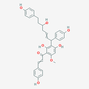 molecular formula C35H34O8 B12555892 1-[2,4-Dihydroxy-3-[5-hydroxy-1,7-bis(4-hydroxyphenyl)hept-2-enyl]-6-methoxyphenyl]-3-(4-hydroxyphenyl)prop-2-en-1-one 