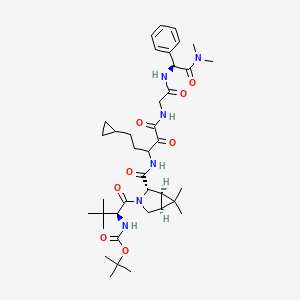 tert-butyl N-[(1S)-1-[(1S,4S,5R)-4-[[1-(2-cyclopropylethyl)-3-[[2-[[(1S)-2-(dimethylamino)-2-oxo-1-phenyl-ethyl]amino]-2-oxo-ethyl]amino]-2,3-dioxo-propyl]carbamoyl]-6,6-dimethyl-3-azabicyclo[3.1.0]hexane-3-carbonyl]-2,2-dimethyl-propyl]carbamate