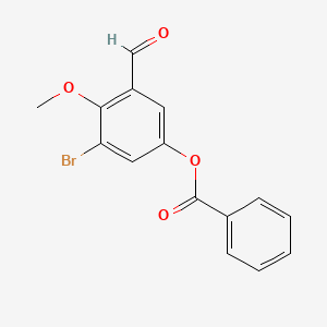 molecular formula C15H11BrO4 B12556018 Benzaldehyde, 5-(benzoyloxy)-3-bromo-2-methoxy- CAS No. 147067-67-2