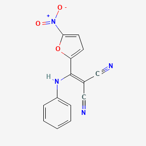 molecular formula C14H8N4O3 B12556076 Propanedinitrile, [(5-nitro-2-furanyl)(phenylamino)methylene]- CAS No. 143560-36-5