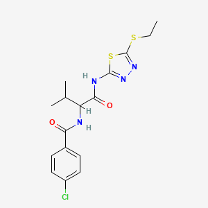 molecular formula C16H19ClN4O2S2 B1255714 4-chloro-N-[1-[[5-(ethylthio)-1,3,4-thiadiazol-2-yl]amino]-3-methyl-1-oxobutan-2-yl]benzamide 