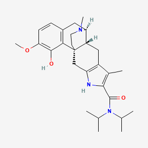 molecular formula C28H39N3O3 B1255717 (1R,9R,10S)-16-hydroxy-15-methoxy-6,20-dimethyl-N,N-di(propan-2-yl)-4,20-diazapentacyclo[8.7.3.01,9.03,7.012,17]icosa-3(7),5,12(17),13,15-pentaene-5-carboxamide 