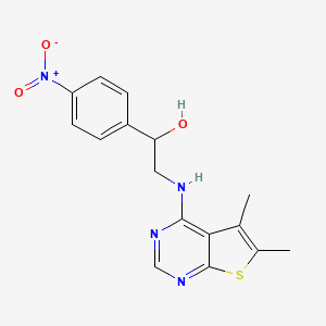 molecular formula C16H16N4O3S B1255724 2-[(5,6-Dimethyl-4-thieno[2,3-d]pyrimidinyl)amino]-1-(4-nitrophenyl)ethanol 