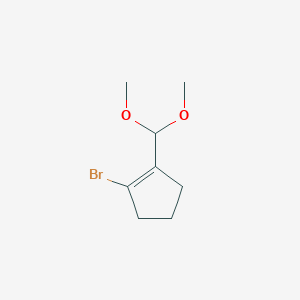 molecular formula C8H13BrO2 B12557311 Cyclopentene, 1-bromo-2-(dimethoxymethyl)- CAS No. 158233-90-0