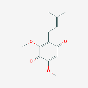 molecular formula C13H16O4 B12557385 2,5-Cyclohexadiene-1,4-dione, 3,5-dimethoxy-2-(3-methyl-2-butenyl)- CAS No. 145263-43-0