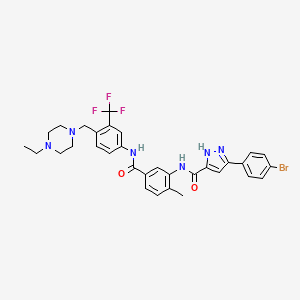 molecular formula C32H32BrF3N6O2 B1255743 3-(4-bromophenyl)-N-[5-[[4-[(4-ethyl-1-piperazinyl)methyl]-3-(trifluoromethyl)anilino]-oxomethyl]-2-methylphenyl]-1H-pyrazole-5-carboxamide 