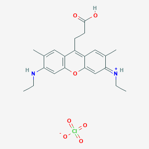 molecular formula C22H27ClN2O7 B1255755 N-[9-(2-carboxyethyl)-6-(ethylamino)-2,7-dimethyl-3H-xanthen-3-ylidene]ethanaminium perchlorate 