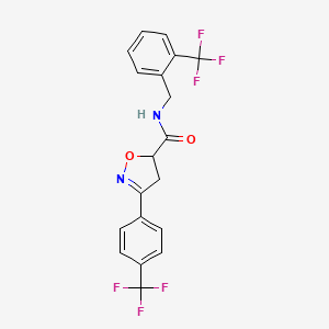 molecular formula C19H14F6N2O2 B1255758 3-[4-(trifluoromethyl)phenyl]-N-[[2-(trifluoromethyl)phenyl]methyl]-4,5-dihydroisoxazole-5-carboxamide 