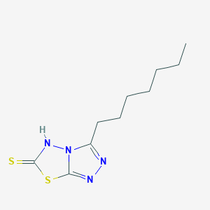 molecular formula C10H16N4S2 B12557625 3-Heptyl[1,2,4]triazolo[3,4-b][1,3,4]thiadiazole-6(5H)-thione CAS No. 193693-18-4