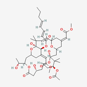 molecular formula C47H68O17 B1255776 [(1S,3S,5Z,7R,8E,11S,12S,13E,17R,21R,23R,25S)-25-acetyloxy-1,11,21-trihydroxy-17-[(1R)-1-hydroxyethyl]-5,13-bis(2-methoxy-2-oxoethylidene)-10,10,26,26-tetramethyl-19-oxo-18,27,28,29-tetraoxatetracyclo[21.3.1.13,7.111,15]nonacos-8-en-12-yl] (2E,4E)-octa-2,4-dienoate 