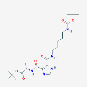 molecular formula C22H37N5O6 B1255783 (2S)-2-[[[5-[[5-[[(2-methylpropan-2-yl)oxy-oxomethyl]amino]pentylamino]-oxomethyl]-1H-imidazol-4-yl]-oxomethyl]amino]propanoic acid tert-butyl ester 