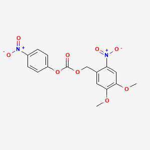 molecular formula C16H14N2O9 B12557842 (4,5-Dimethoxy-2-nitrophenyl)methyl 4-nitrophenyl carbonate CAS No. 163518-08-9