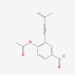 molecular formula C14H12O3 B12557908 Benzaldehyde, 4-(acetyloxy)-3-(3-methyl-3-buten-1-ynyl)- CAS No. 168132-67-0