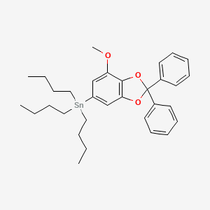 molecular formula C32H42O3Sn B12558008 Stannane, tributyl(7-methoxy-2,2-diphenyl-1,3-benzodioxol-5-yl)- CAS No. 185148-72-5