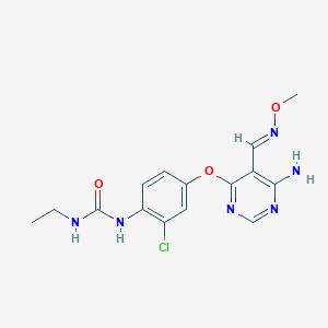 molecular formula C15H17ClN6O3 B1255802 (E)-1-(4-((6-amino-5-((methoxyimino)methyl)pyrimidin-4-yl)oxy)-2-chlorophenyl)-3-ethylurea CAS No. 951151-97-6