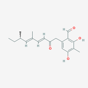 molecular formula C19H24O4 B1255804 6-[(3E,5E,7S)-5,7-dimethyl-2-oxonona-3,5-dienyl]-2,4-dihydroxy-3-methylbenzaldehyde 