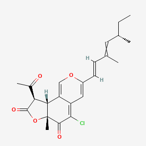 molecular formula C23H25ClO5 B1255812 (6aR,9R,9aR)-9-acetyl-5-chloro-3-[(1E,5S)-3,5-dimethylhepta-1,3-dienyl]-6a-methyl-9,9a-dihydrofuro[2,3-h]isochromene-6,8-dione 