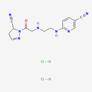 B1255814 3-Pyridinecarbonitrile, 6-((2-((2-(5-cyano-4,5-dihydro-1H-pyrazol-1-yl)-2-oxoethyl)amino)ethyl)amino)-, hydrochloride (1:2) CAS No. 1049741-98-1