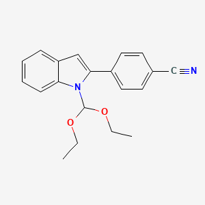 molecular formula C20H20N2O2 B12558156 4-[1-(Diethoxymethyl)-1H-indol-2-yl]benzonitrile CAS No. 183741-78-8