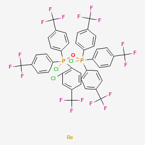 molecular formula C42H23Cl3F18OP2Re B12558196 Chloro-[chloro-[2-chloro-4-(trifluoromethyl)phenyl]-bis[4-(trifluoromethyl)phenyl]-lambda5-phosphanyl]oxy-tris[4-(trifluoromethyl)phenyl]-lambda5-phosphane;rhenium CAS No. 143123-91-5