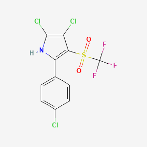 molecular formula C11H5Cl3F3NO2S B12558220 2,3-Dichloro-5-(4-chlorophenyl)-4-(trifluoromethanesulfonyl)-1H-pyrrole CAS No. 150618-78-3