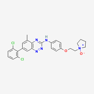 molecular formula C26H25Cl2N5O2 B1255825 7-(2,6-dichlorophenyl)-5-methyl-N-[4-[2-(1-oxidopyrrolidin-1-ium-1-yl)ethoxy]phenyl]-1,2,4-benzotriazin-3-amine 