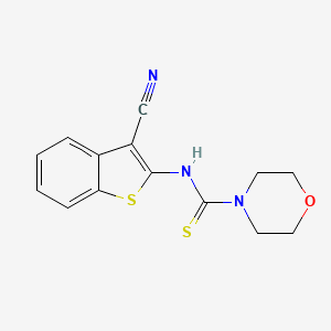 molecular formula C14H13N3OS2 B12558340 N-(3-Cyano-1-benzothiophen-2-yl)morpholine-4-carbothioamide CAS No. 142310-47-2