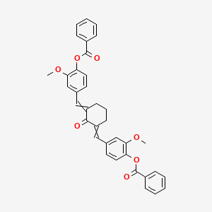 molecular formula C36H30O7 B12558444 [4-[[3-[(4-Benzoyloxy-3-methoxyphenyl)methylidene]-2-oxocyclohexylidene]methyl]-2-methoxyphenyl] benzoate CAS No. 142451-06-7