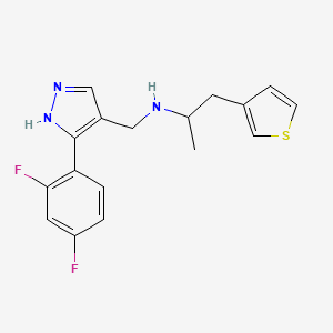 molecular formula C17H17F2N3S B1255851 N-[[5-(2,4-difluorophenyl)-1H-pyrazol-4-yl]methyl]-1-(3-thiophenyl)-2-propanamine 