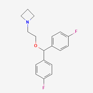 molecular formula C18H19F2NO B12558729 1-{2-[Bis(4-fluorophenyl)methoxy]ethyl}azetidine CAS No. 194083-76-6