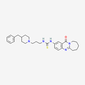 molecular formula C29H37N5OS B1255903 1-(12-oxo-7,8,9,10-tetrahydro-6H-azepino[2,1-b]quinazolin-2-yl)-3-[3-[4-(phenylmethyl)-1-piperidinyl]propyl]thiourea 