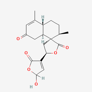 molecular formula C19H22O6 B1255907 (4aR,5'R,7R,8R,8aS)-5'-(2-hydroxy-5-oxo-2H-furan-4-yl)-4,7-dimethylspiro[1,4a,5,6,7,8a-hexahydronaphthalene-8,3'-oxolane]-2,2'-dione 