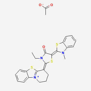 Pyrido(2,1-b)benzothiazolium, 1,2,3,4-tetrahydro-4-(3-ethyl-5-(3-methyl-2(3H)-benzothiazolylidene)-4-oxo-2-thiazolidinylidene)-, acetate