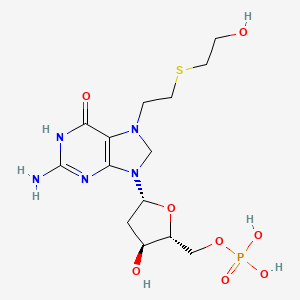 molecular formula C14H24N5O8PS B12559187 2'-Deoxy-7-{2-[(2-hydroxyethyl)sulfanyl]ethyl}-7,8-dihydroguanosine 5'-(dihydrogen phosphate) CAS No. 158080-39-8