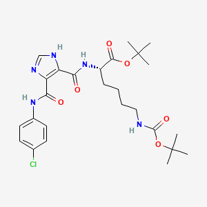 molecular formula C26H36ClN5O6 B1255933 (2S)-2-[[[4-[(4-chloroanilino)-oxomethyl]-1H-imidazol-5-yl]-oxomethyl]amino]-6-[[(2-methylpropan-2-yl)oxy-oxomethyl]amino]hexanoic acid tert-butyl ester 