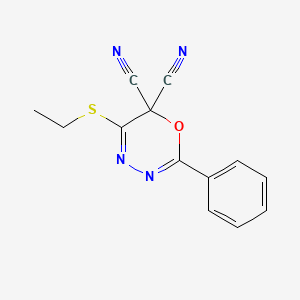 6H-1,3,4-Oxadiazine-6,6-dicarbonitrile, 5-(ethylthio)-2-phenyl-