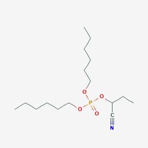 molecular formula C16H32NO4P B12559392 1-Cyanopropyl dihexyl phosphate CAS No. 143488-83-9