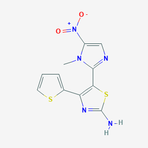 molecular formula C11H9N5O2S2 B12559635 5-(1-Methyl-5-nitro-1H-imidazol-2-yl)-4-(thiophen-2-yl)-1,3-thiazol-2-amine CAS No. 142200-79-1