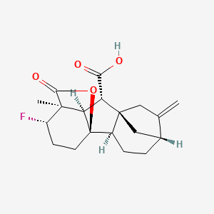 molecular formula C19H23FO4 B1255996 (1R,2S,4aR,4bR,7R,9aR,10S,10aR)-2-fluoro-1-methyl-8-methylidene-13-oxododecahydro-4a,1-(epoxymethano)-7,9a-methanobenzo[a]azulene-10-carboxylic acid 